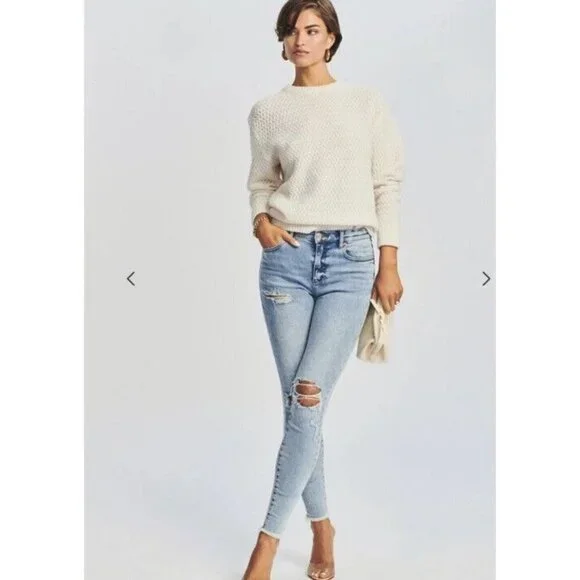 SER.O.YA MAYA Coastline Distressed Raw Hem Mid-Rise Skinny Jeans 25x29” NEW X - Picture 4 of 11